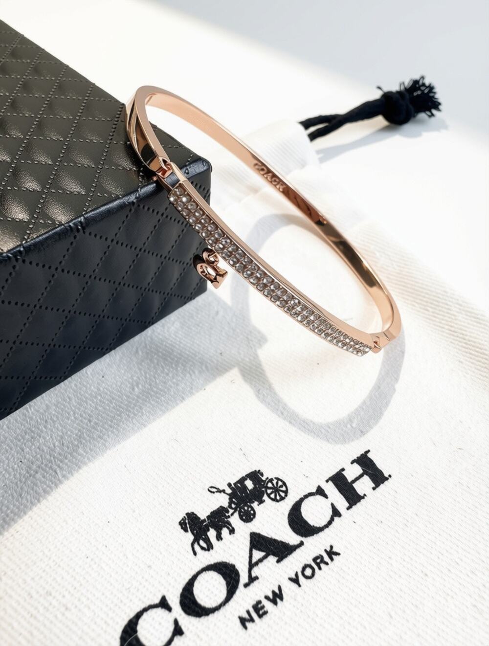 Coach Signature Pave Bar Hinged Bangle
